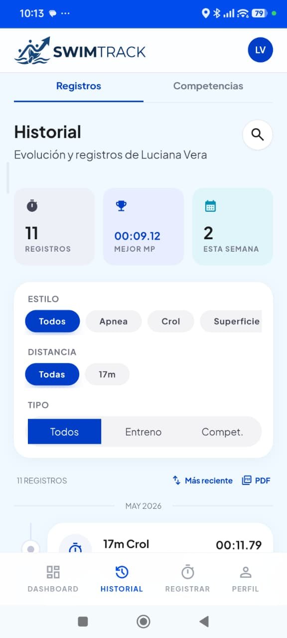 Historial de registros con filtros